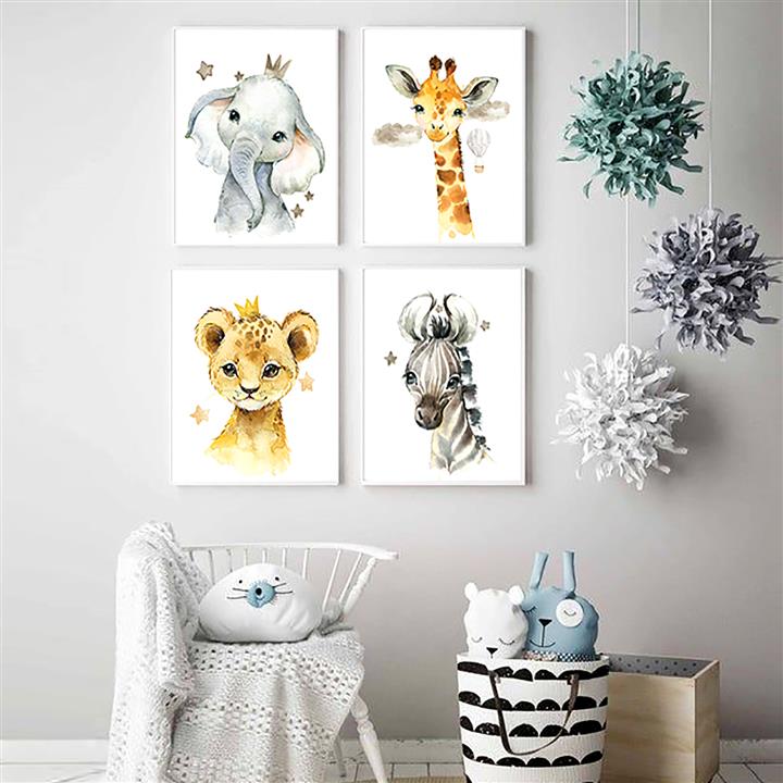 تابلو کودک مدل Safari Animals04 بسته 4 عددی